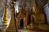 Inle Lake Myanmar. Pindaya, the famous Shwe Oo Min pagoda. The entrance of the cave. 